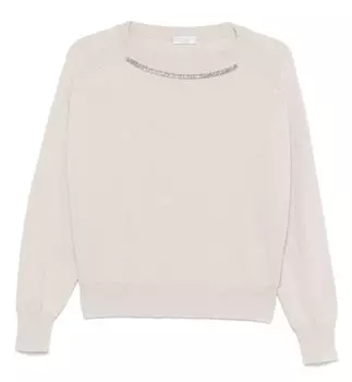 Brunello Cucinelli свитер с бисером, серый