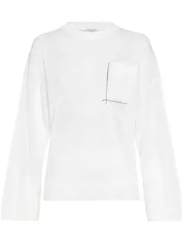 Brunello Cucinelli свитер с декором Monili, белый
