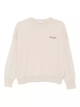 Brunello Cucinelli свитер с декором Monili, нейтральный