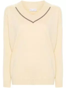 Brunello Cucinelli свитер с декором Monili, желтый