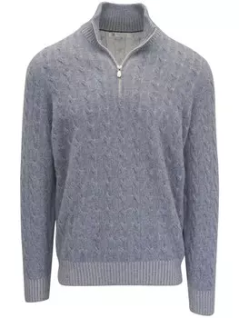 Brunello Cucinelli свитер с косой вязкой, синий