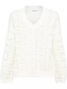 Brunello Cucinelli Свитер вязки Foliage, белый