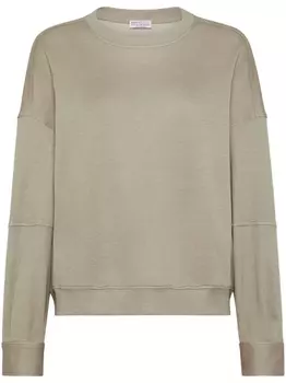 Brunello Cucinelli толстовка Monili с круглым вырезом, зеленый