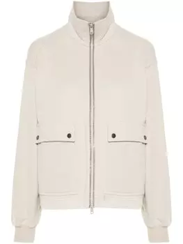 Brunello Cucinelli толстовка на молнии с декором Monili, нейтральный цвет