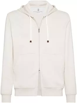 Brunello Cucinelli толстовка на молнии с капюшоном, нейтральный цвет