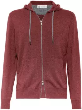Brunello Cucinelli толстовка с капюшоном из кашемира на молнии, красный