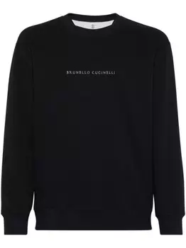 Brunello Cucinelli толстовка с вышитым логотипом, черный
