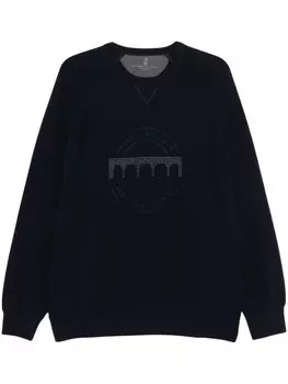 Brunello Cucinelli толстовка с вышитым логотипом, синий