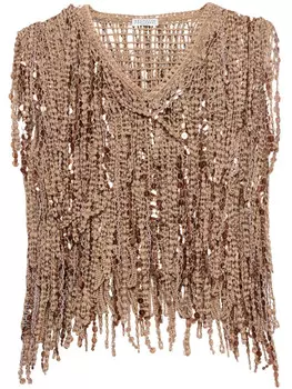 Brunello Cucinelli топ Dazzling Cascades, коричневый