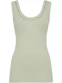 Brunello Cucinelli топ из джерси в рубчик, зеленый