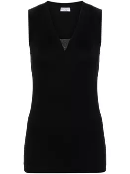 Brunello Cucinelli топ Monili без рукавов, черный