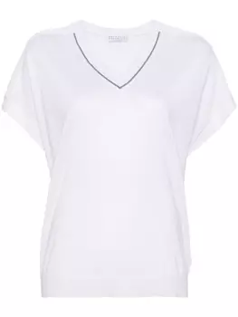 Brunello Cucinelli топ с бисером, белый