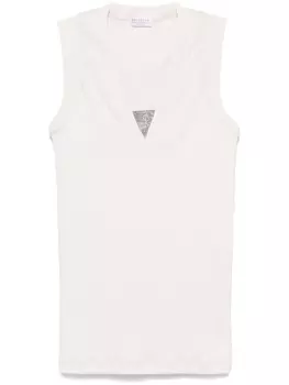 Brunello Cucinelli топ с декором Monili, белый