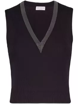 Brunello Cucinelli топ с декором Monili, черный