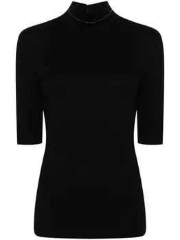 Brunello Cucinelli топ с декором Monili, черный