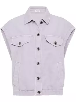 Brunello Cucinelli топ с декором Monili, фиолетовый
