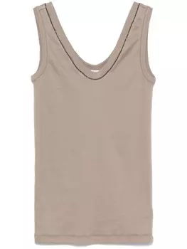 Brunello Cucinelli топ с декором Monili, нейтральный