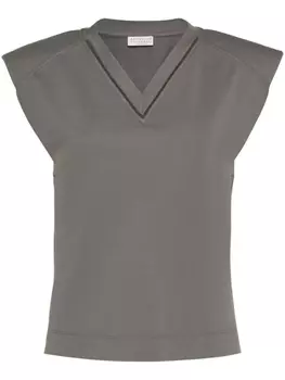 Brunello Cucinelli топ с декором Monili, серый