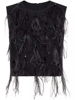 Brunello Cucinelli топ с перьями, черный