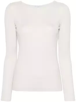 Brunello Cucinelli топ тонкой вязки с люрексом, белый