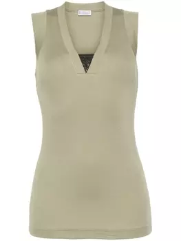 Brunello Cucinelli топ в рубчик, зеленый