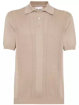 Brunello Cucinelli трикотажная рубашка поло, коричневый
