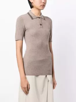 Brunello Cucinelli трикотажная рубашка поло, коричневый