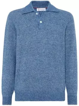 Brunello Cucinelli трикотажная рубашка поло, синий