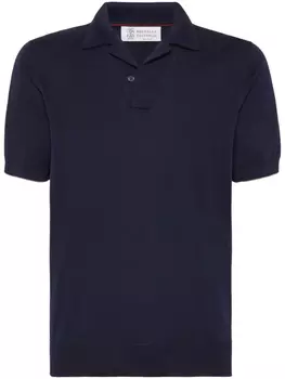 Brunello Cucinelli трикотажная рубашка поло, синий