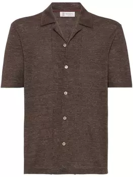 Brunello Cucinelli трикотажная рубашка с короткими рукавами, коричневый
