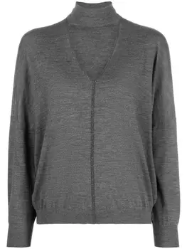 Brunello Cucinelli трикотажный джемпер с декором Monili, серый