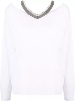 Brunello Cucinelli трикотажный топ с эффектом металлик, белый