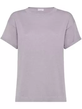 Brunello Cucinelli трикотажный топ с круглым вырезом, фиолетовый