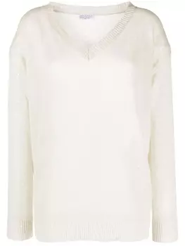 Brunello Cucinelli трикотажный топ с V-образным вырезом, нейтральный цвет