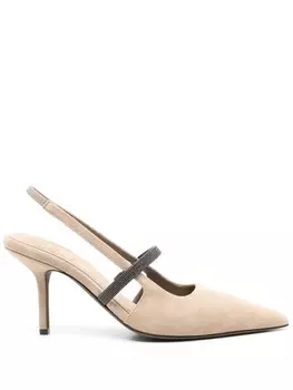 Brunello Cucinelli туфли с декором Monili, коричневый