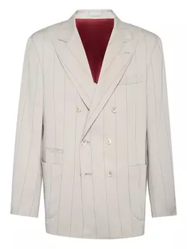 Brunello Cucinelli твиловый пиджак из смесового шелка, нейтральный