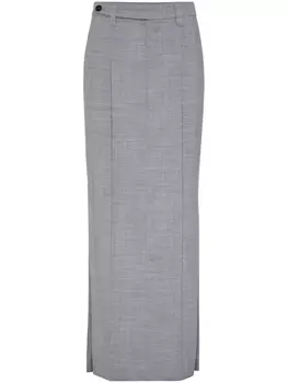 Brunello Cucinelli юбка макси из вирджинской шерсти, серый