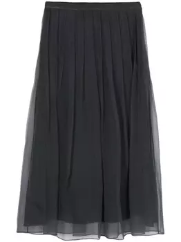 Brunello Cucinelli юбка миди из органзы, серый