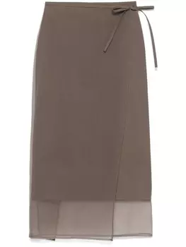 Brunello Cucinelli юбка миди с запахом, коричневый