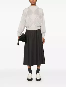 Brunello Cucinelli юбка-трапеция из твила, серый