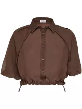 Brunello Cucinelli укороченная рубашка, коричневый