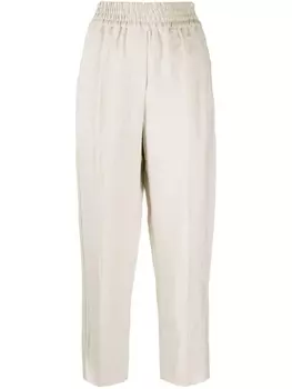 Brunello Cucinelli укороченные брюки с эластичным поясом, нейтральный цвет