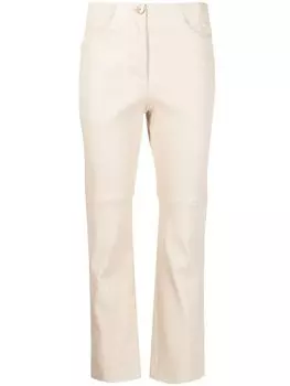 Brunello Cucinelli укороченные кожаные брюки, нейтральный цвет