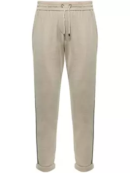 Brunello Cucinelli укороченные спортивные брюки с бисером, зеленый