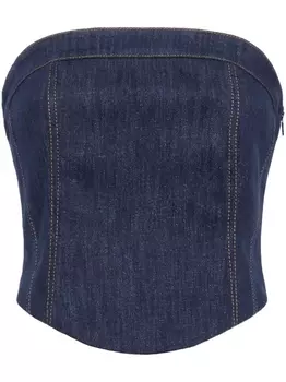 Brunello Cucinelli укороченный джинсовый топ, синий
