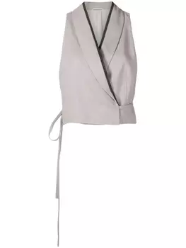 Brunello Cucinelli укороченный жилет из смесового шелка, фиолетовый