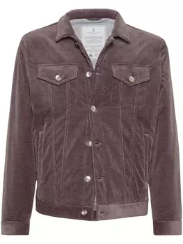 Brunello Cucinelli утепленная куртка-рубашка из вельвета, красный