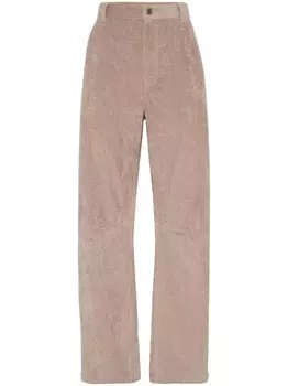 Brunello Cucinelli вельветовые брюки прямого кроя, коричневый