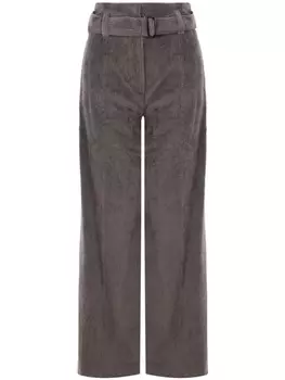 Brunello Cucinelli вельветовые брюки с поясом, серый