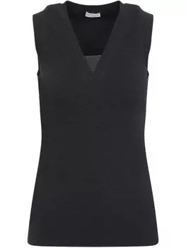 Brunello Cucinelli вязаный жилет с декором Monili, серый